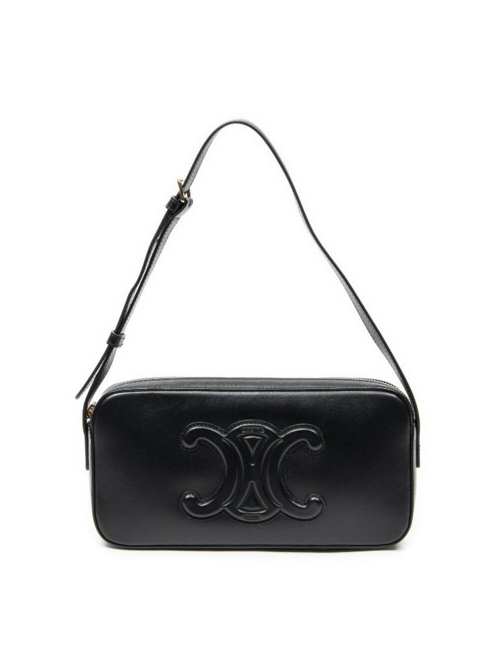 Celine Cuir Triomphe Mini Camera Bag Black Calfskin Leather